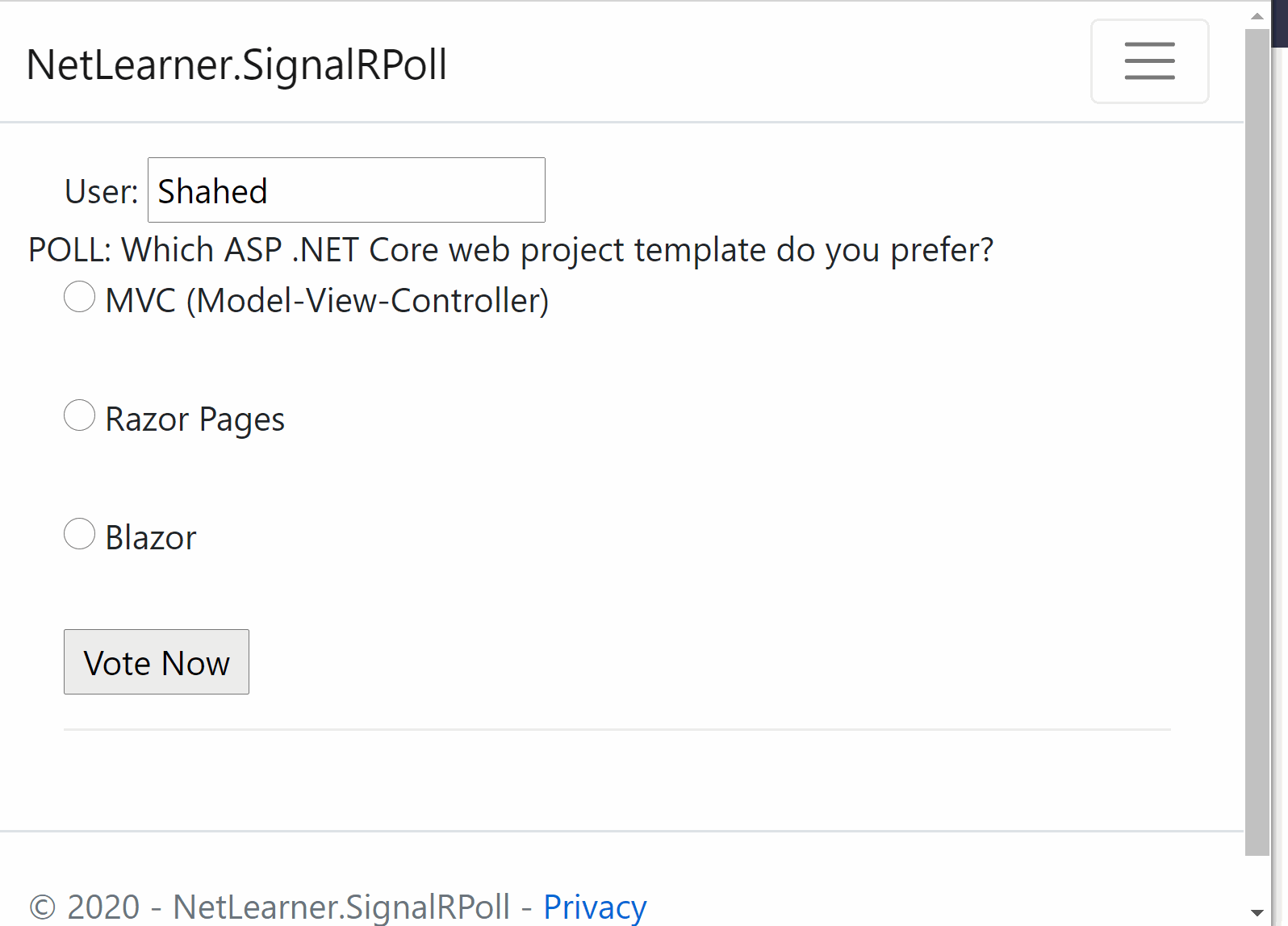 SignalR poll in action