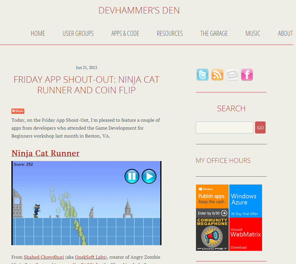 Ninja Cat Runner On DevHammer.net