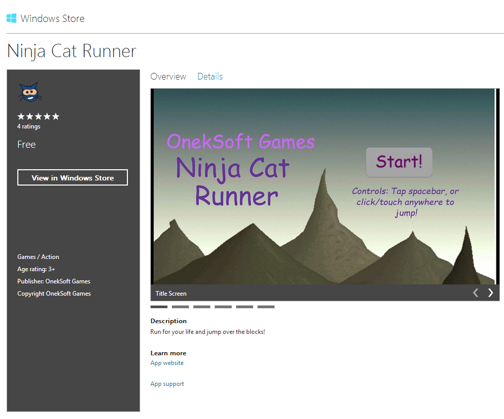 Ninja Cat Runner on Windows Store
