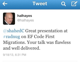 Hal Hayes' feedback via Twitter