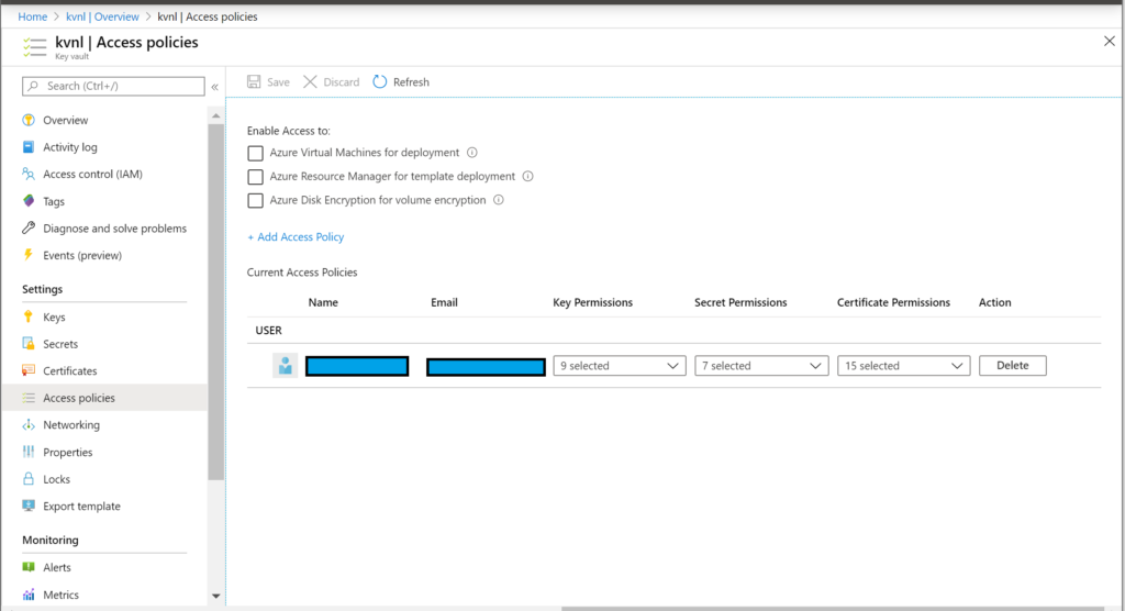 Key Vault Access Policies