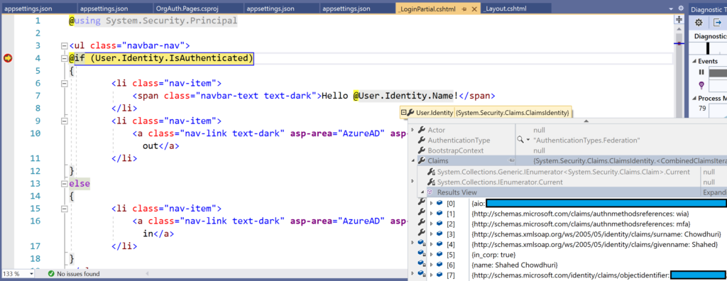  User.Identity.Name with Claims in debugger 