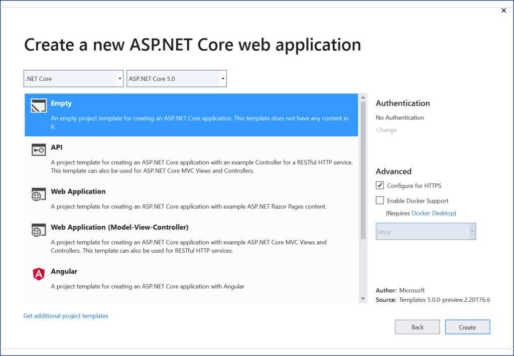 List of ASP .NET Core 5.0 projects