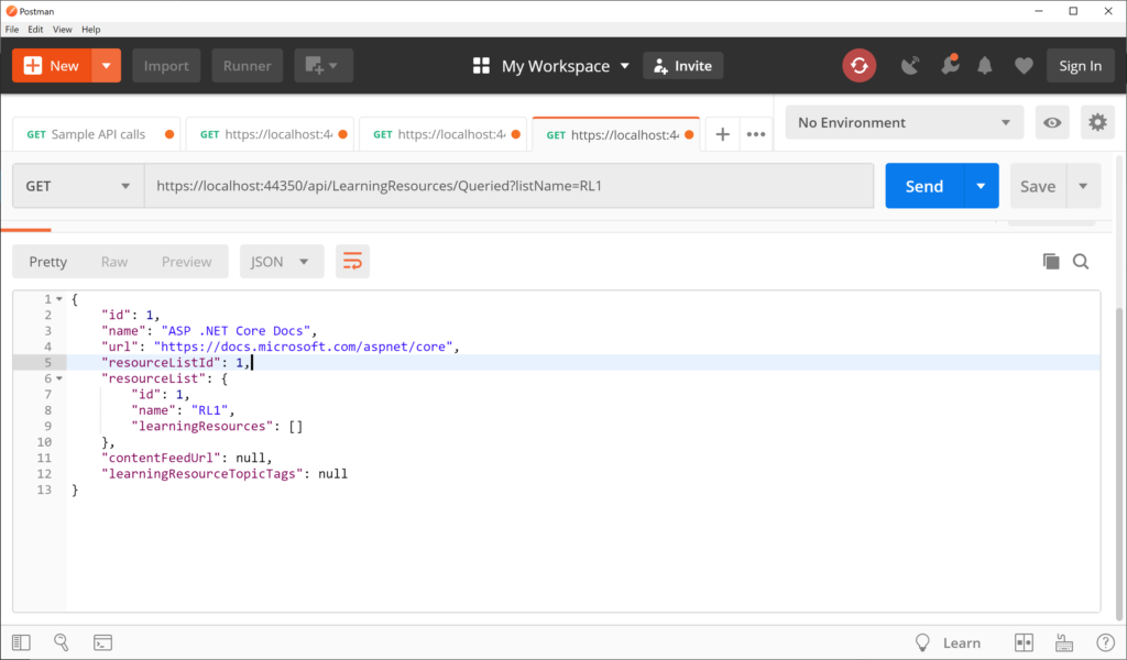 Sample JSON data with QueryString parameter  